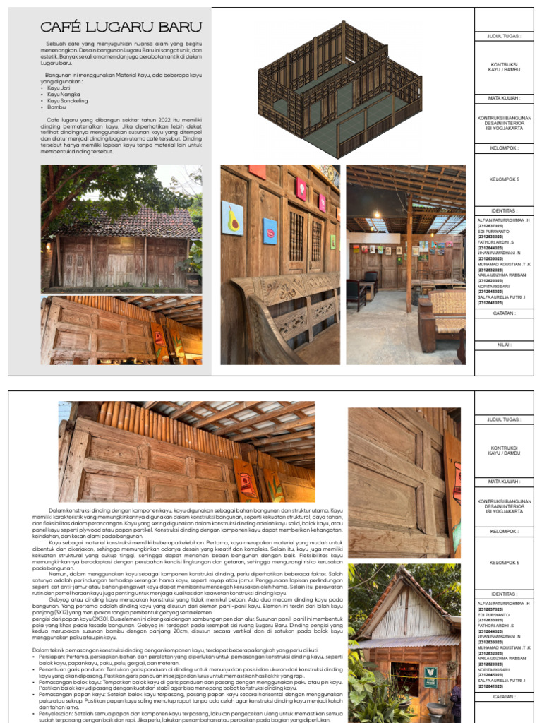 Konstruksi Dinding Kayu di Lugaru Baru | PDF