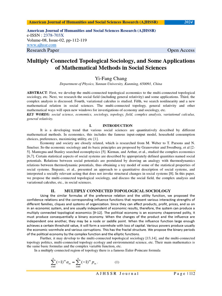 Topological Sociology and Mathematical Methods | PDF | Economics ...