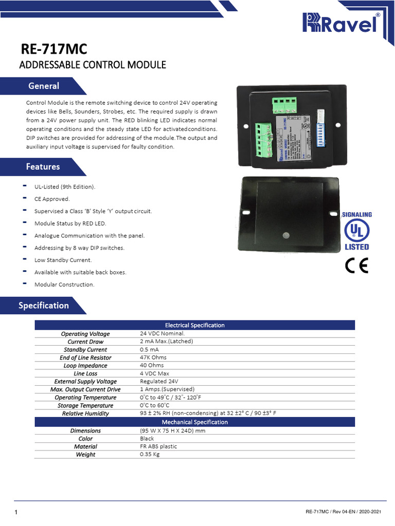 Addressable Control Module Specs | PDF | Amplifier | Electrical Engineering