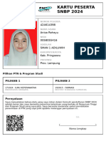 Kartu Peserta SNBP 2024: 424614398 Anisa Rahayu 0058055416 Sman 1 Adiluwih Kab. Pringsewu Prov. Lampung