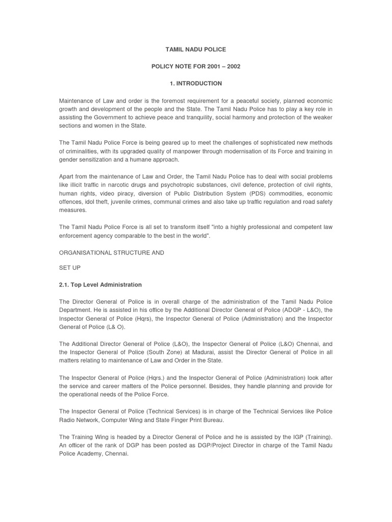 Tamil Nadu Police 0 Pdf