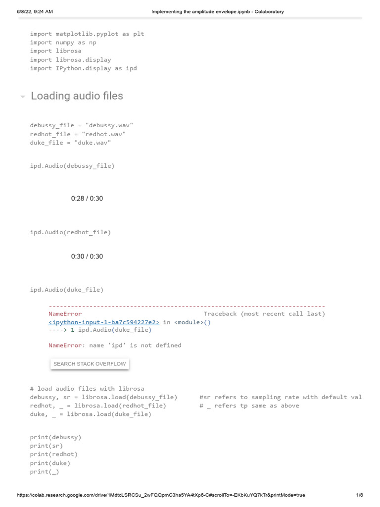 Amplitude Envelope Calculation in Python | PDF | Amplitude | Computer ...