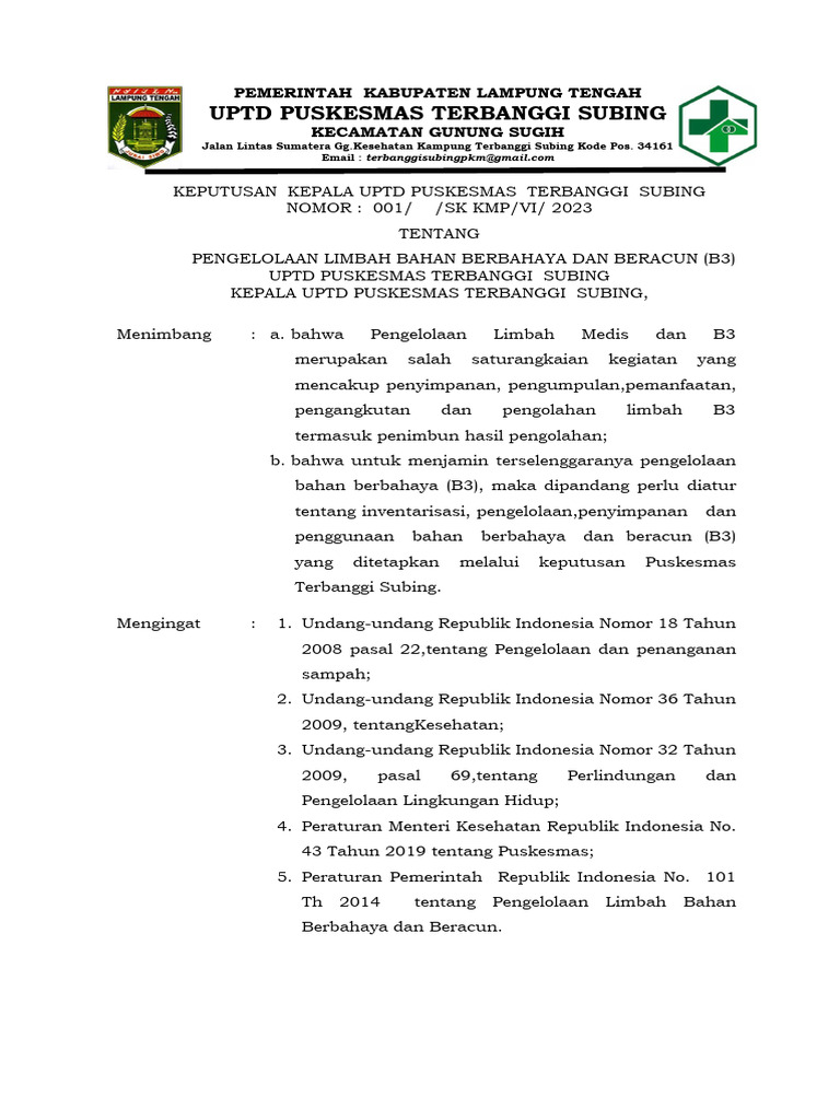 Sk Pngelolaan B3 Dan Panduan Program B3 Pdf