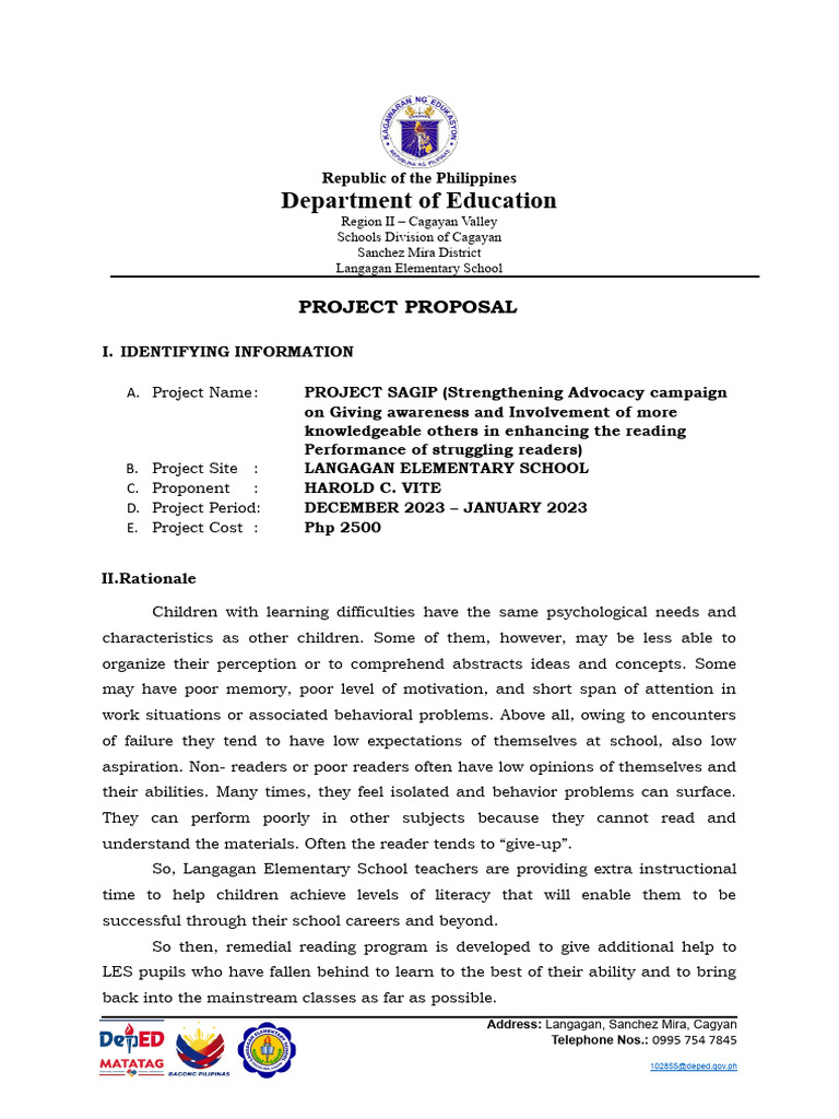 Project Sagip: Reading Intervention Proposal | PDF | Neuroscience ...