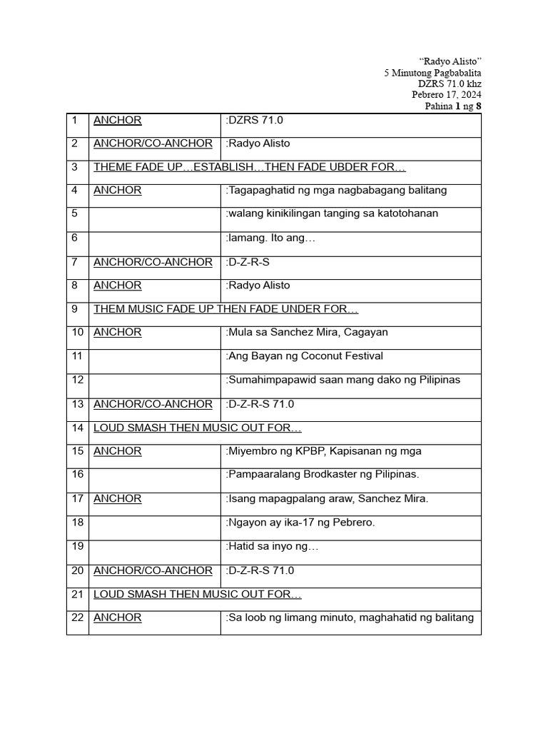 Broadcast in Filipino Scrip | PDF