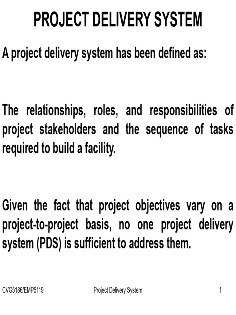 Project Delivery System Overview | PDF | Public–Private Partnership ...