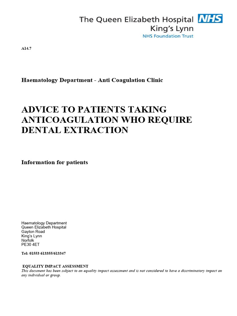 A14.7 Anticoagulation Advice for Patients Needing Dental Extraction
