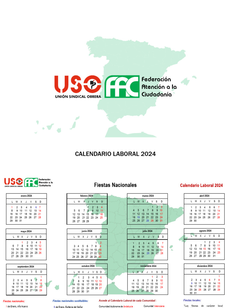 Calendario Laboral 2024 PDF | PDF | Observancias | Fiestas cristianas y ...