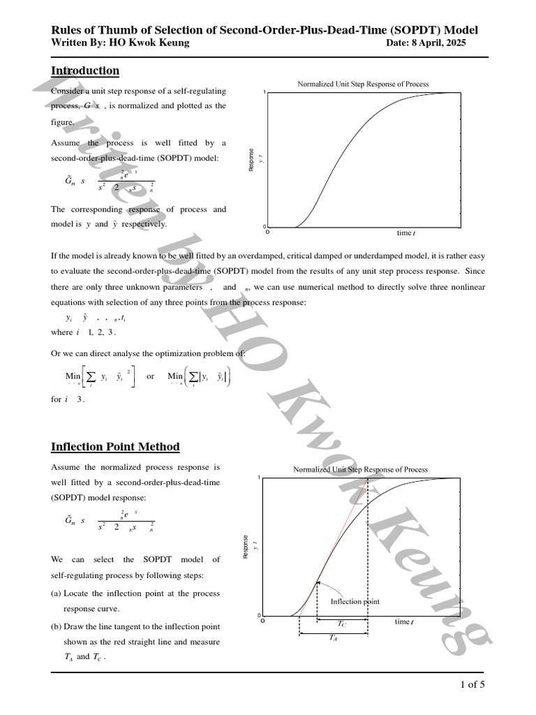 Rules of Thumb of Selection of Second-Order-Plus-Dead-Time (SOPDT ...