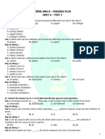 Tieng Anh 8 Friends Plus - Unit 6 - Test 1 (Key)