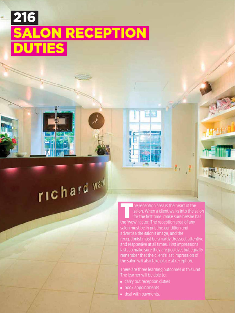 Essential Salon Reception Duties Guide | PDF | Value Added Tax | Text ...