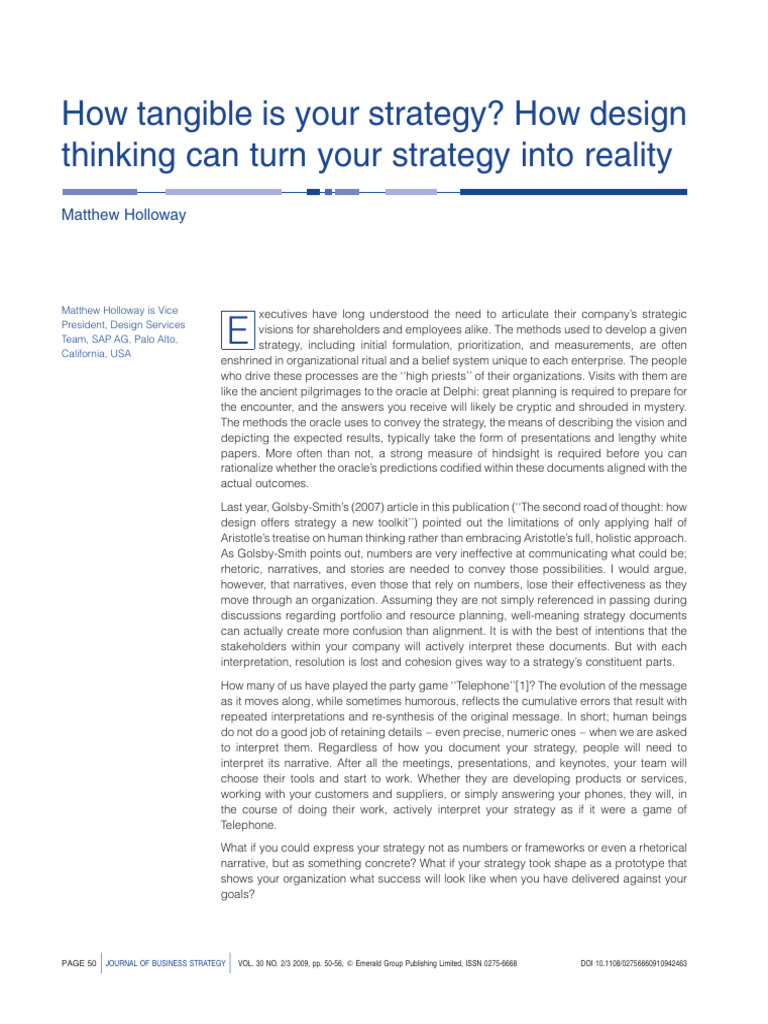 Making Strategy Tangible Through Design | PDF | Design Thinking | Prototype