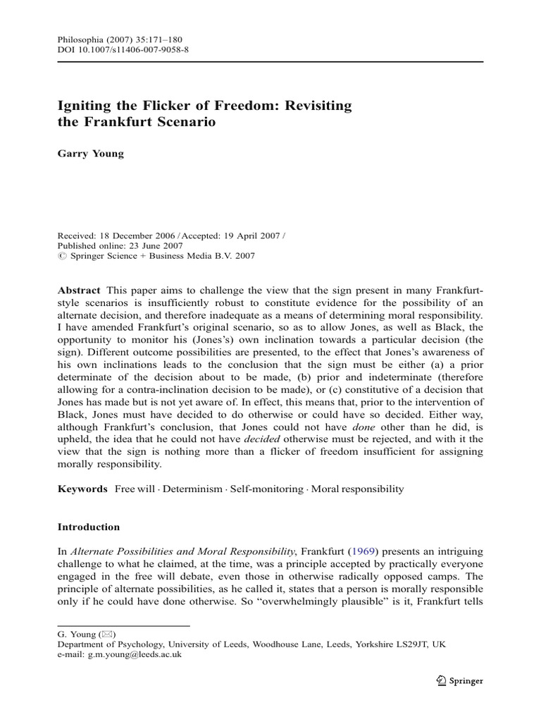 Igniting The Flicker of Freedom Revisiting The Frankfurt Scenario | PDF ...