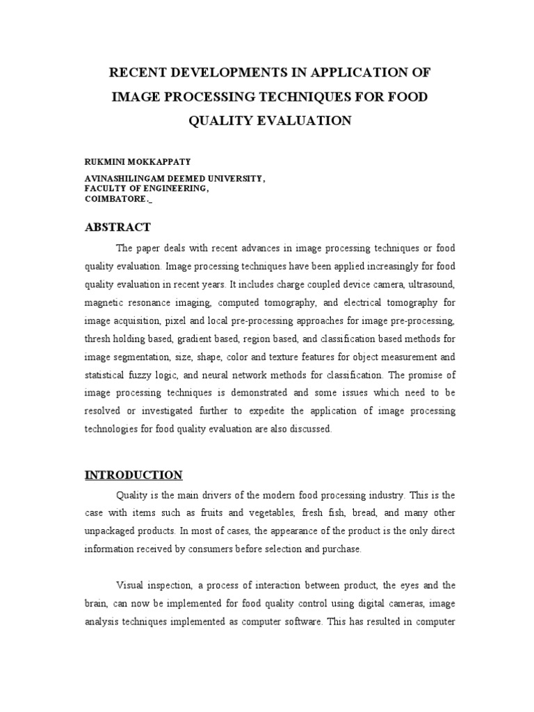 Recent Developments in Application of Image Processing Techn | PDF ...