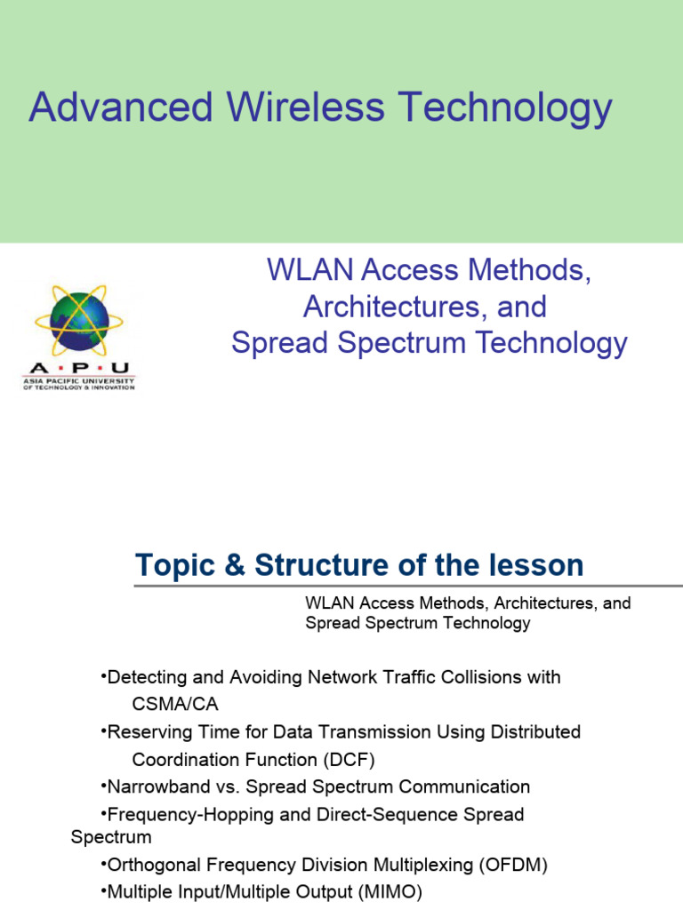 05-AWT-WLAN Access Methods, Architectures, and Spread Spectrum ...