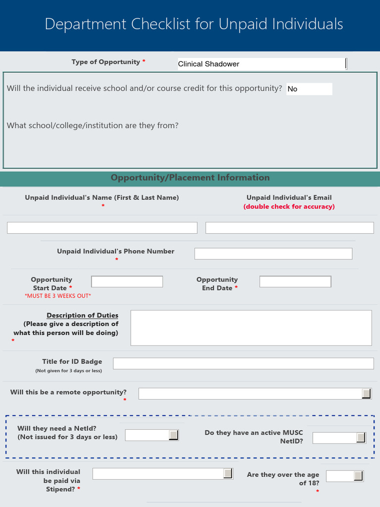 Volunteer Checklist | Download Free PDF | Health Sciences | Clinical