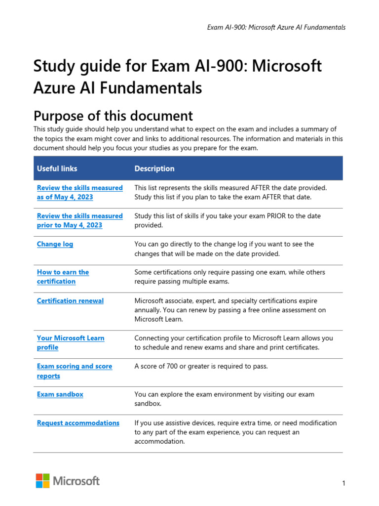 AI-900 Exam Study Guide: Azure Fundamentals | PDF | Artificial ...