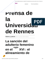 Prensa de La Universidad de Rennes: La Sanción Del Adulterio Femenino en El XVI: El Alineamiento de