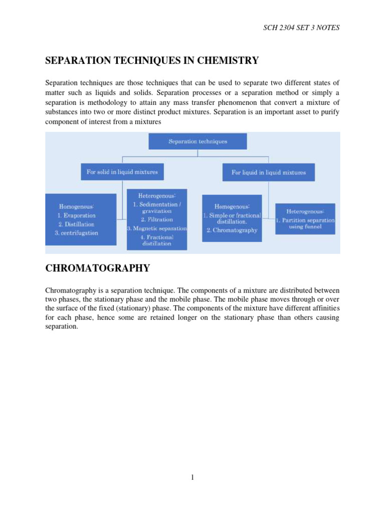 SCH 2304 Set 3 Notes Separation Techniques | PDF | Chromatography | Gas ...
