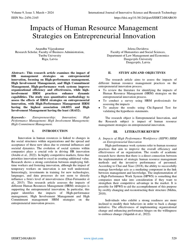 HRM Strategies Impact on Innovation | PDF | Human Resource Management ...