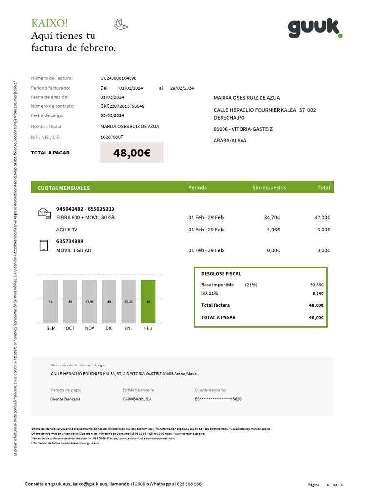 Factura Guuk Telecom - Febrero 2024 | PDF | Business | Empresas