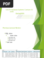 Lec12 - Lab - CSC371 - Database Systems