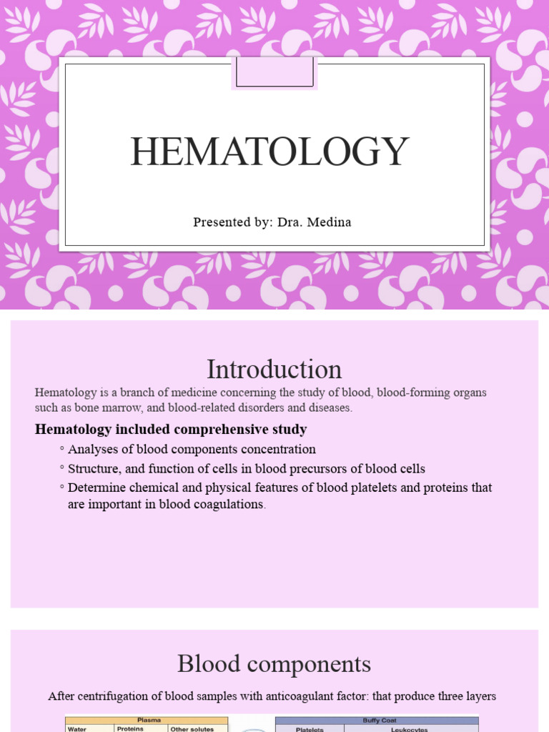 Overview of Hematology and Blood Functions | PDF | Platelet | Blood