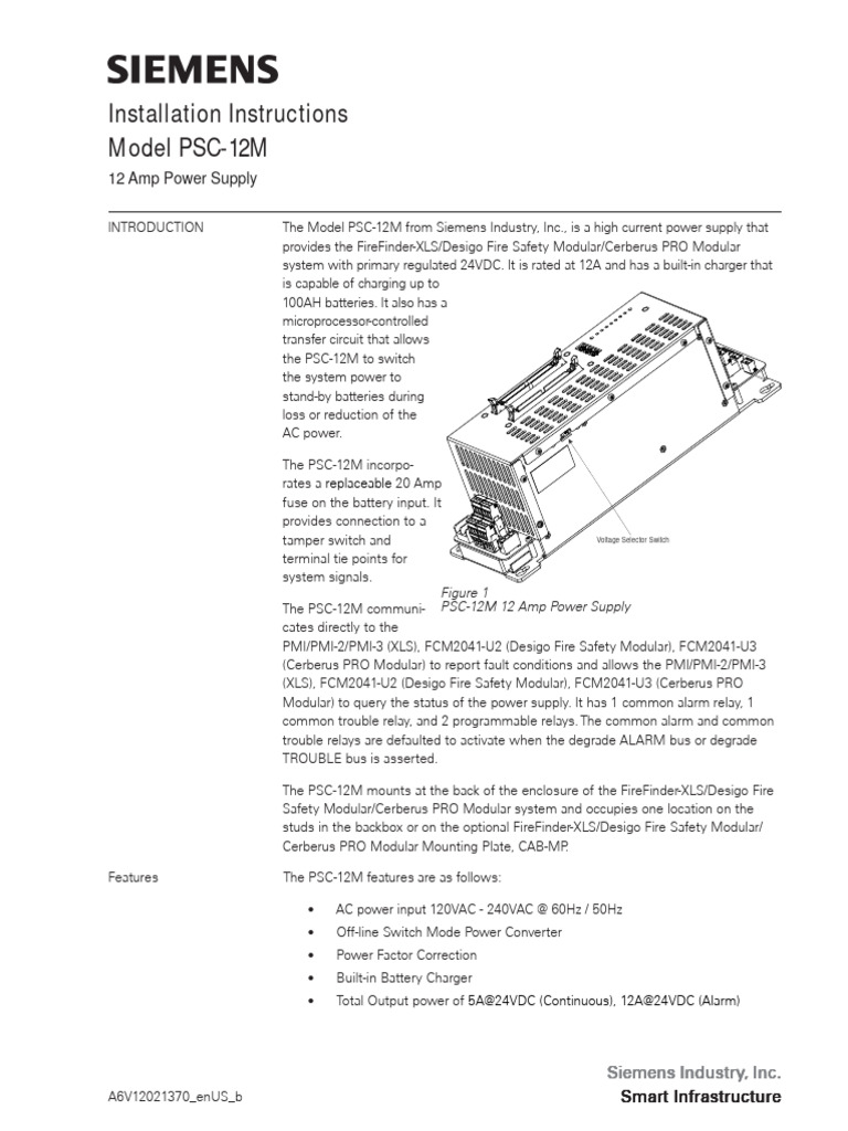 PSC-12M Power Supply Installation Guide | PDF | Power Supply | Relay