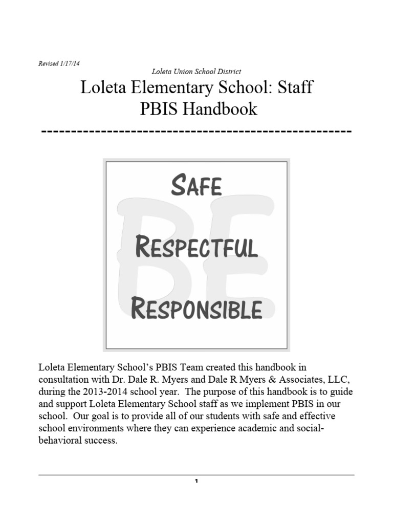 Positive behavior interventions and support loleta handbook 1 16 14
