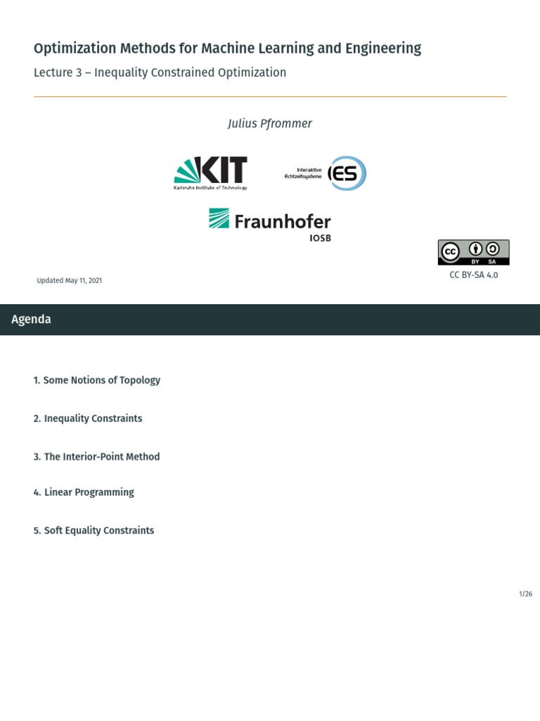 Inequality Constrained Optimization | PDF | Linear Programming ...