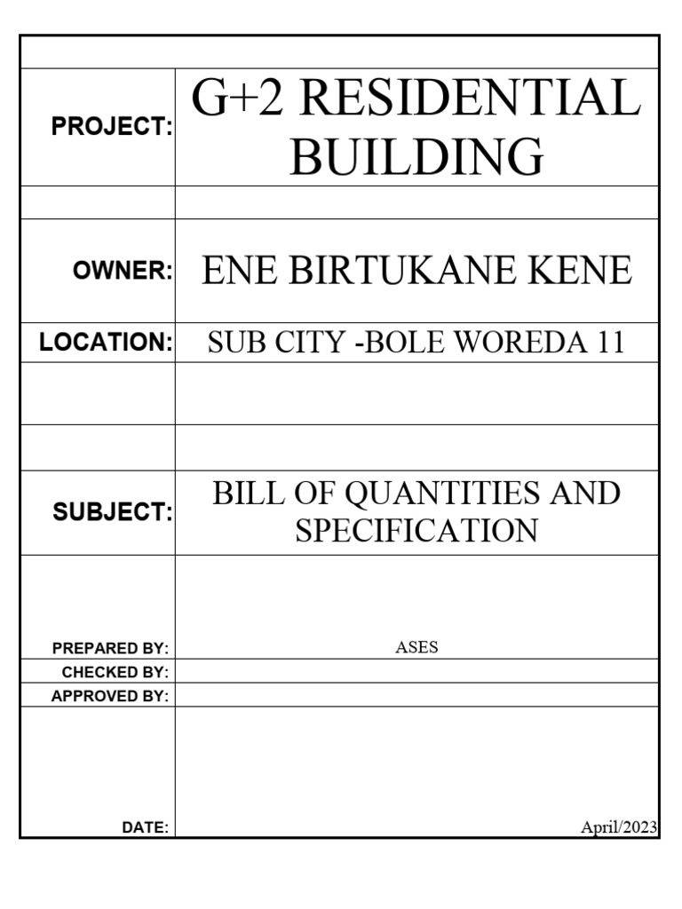 Residential Building BOQ Summary | PDF | Concrete | Plumbing