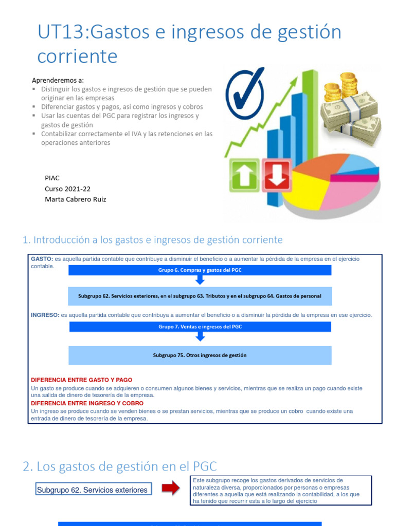 Gastos e Ingresos en Contabilidad | PDF | Salario | Contabilidad