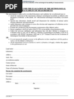 Questionnaire For The Evaluation of The Metrological Traceability of Measurements