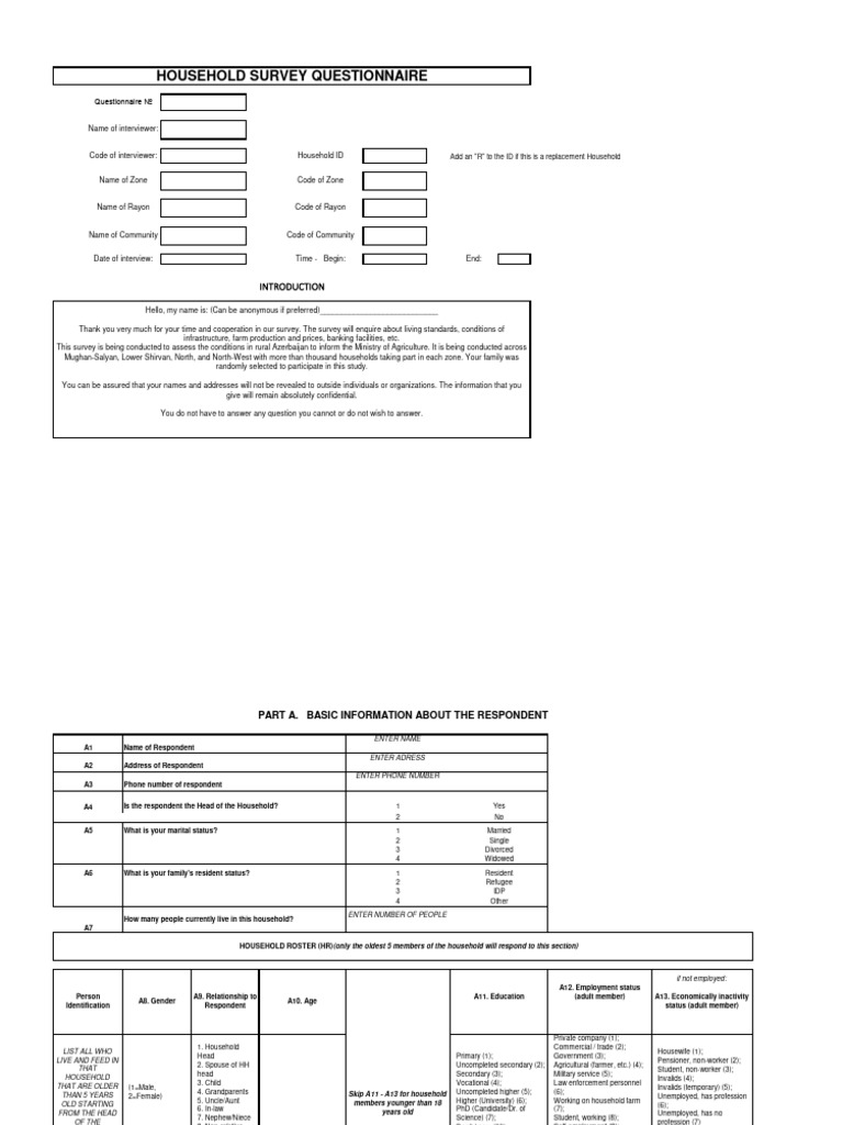 Household survey questionnaire add an r to the id if this is a