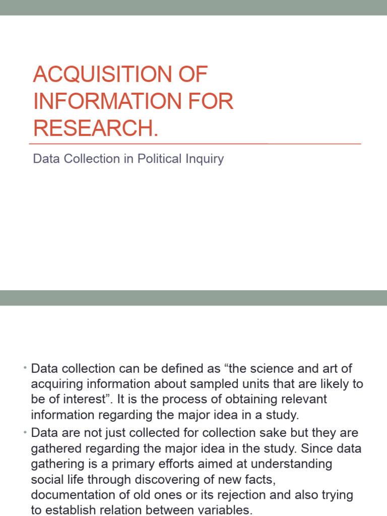 Data Collection Methods in Political Inquiry | PDF | Focus Group ...