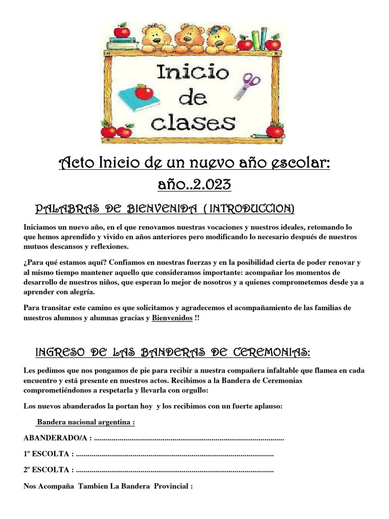 Acto Inicio Declases.' Con Usted | PDF | Artes del Lenguaje y ...