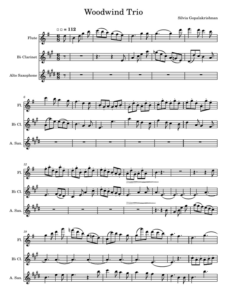 Woodwind Trio Sheet Music | PDF | Woodwind Instruments | Aerophones