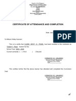 2023 - Certificate of Enrolment and Attendance Completion