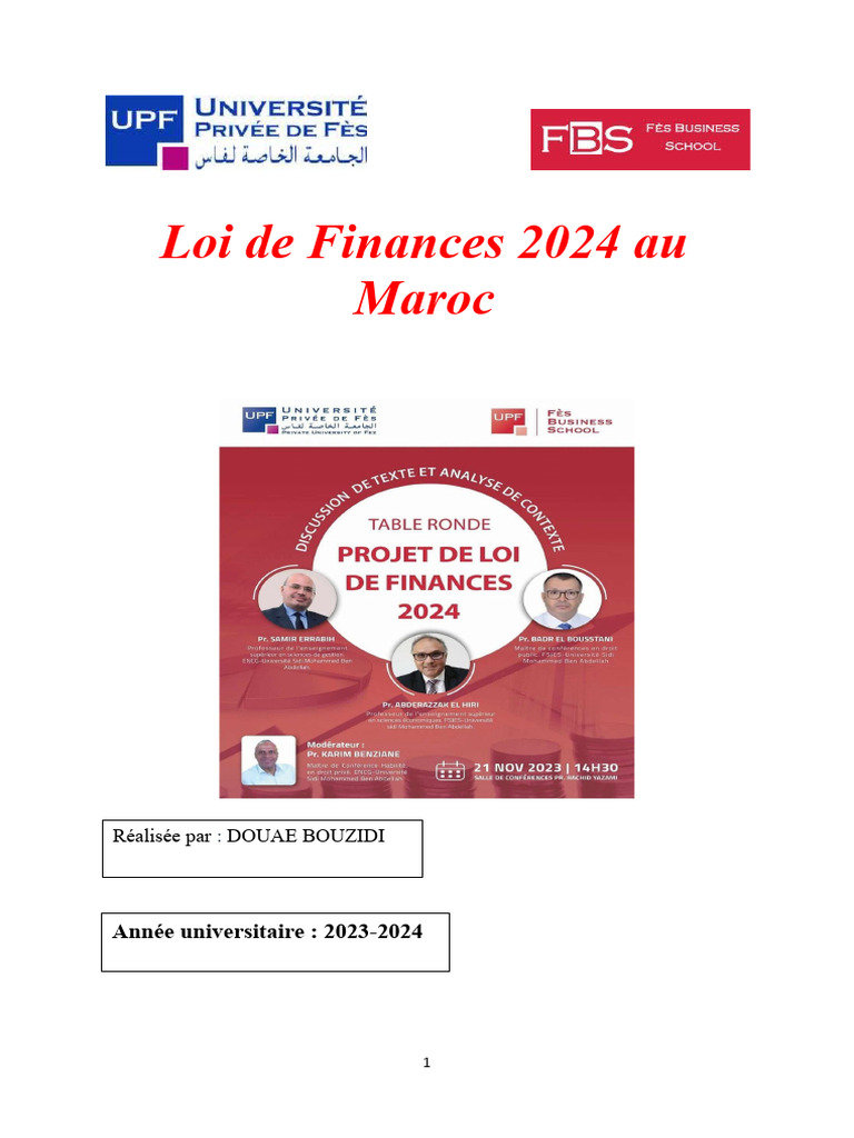 Loi de Finances 2024 : Résumé et Changements | PDF | Taxe sur la valeur ...