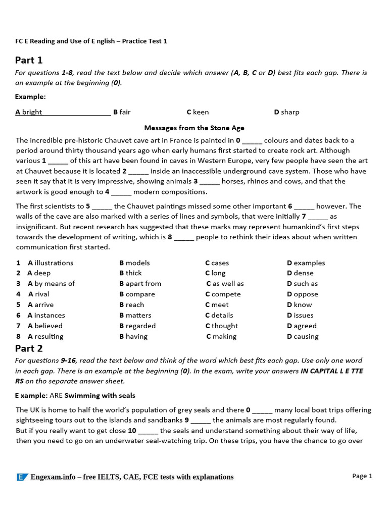 Fce Reading And Use Of English Practice Test 1 Pdf