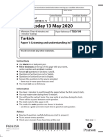 Turkce 2 GCSE Paper