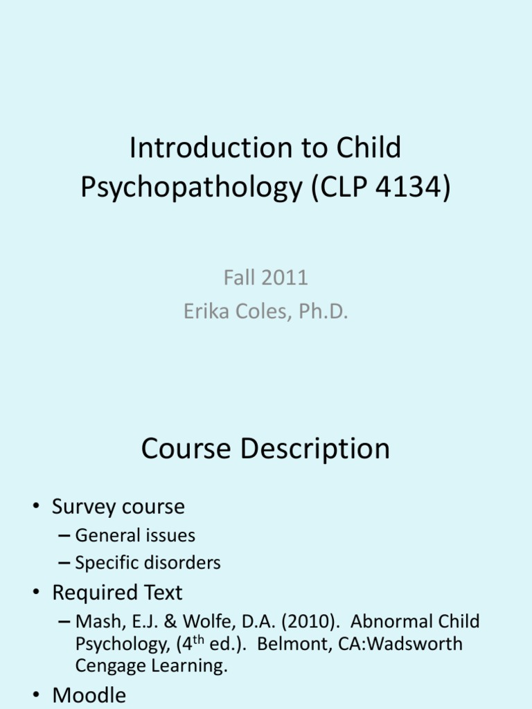 Intro and Child Psycho Pathology | PDF | Psychopathology | Psychoanalysis