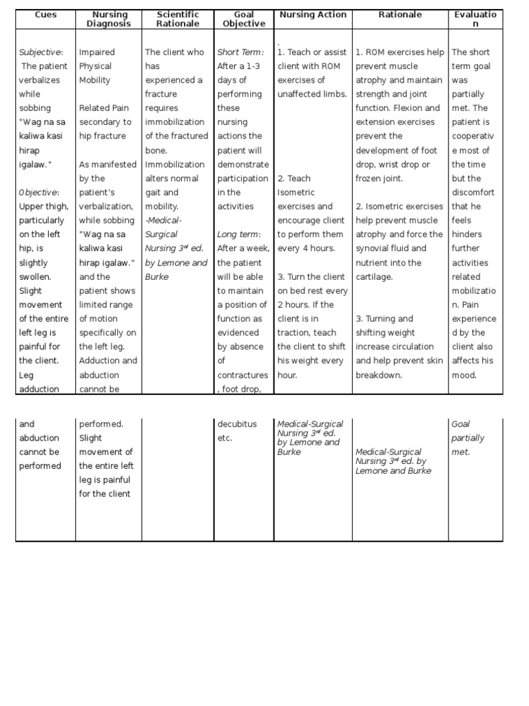Nursing Care for Impaired Mobility | PDF | Anatomical Terms Of Motion | Hip