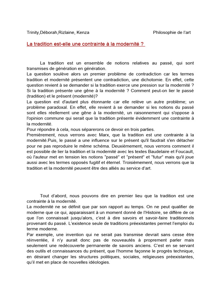 Tradition et modernité : un lien créatif | PDF | Modernité | Conservatisme