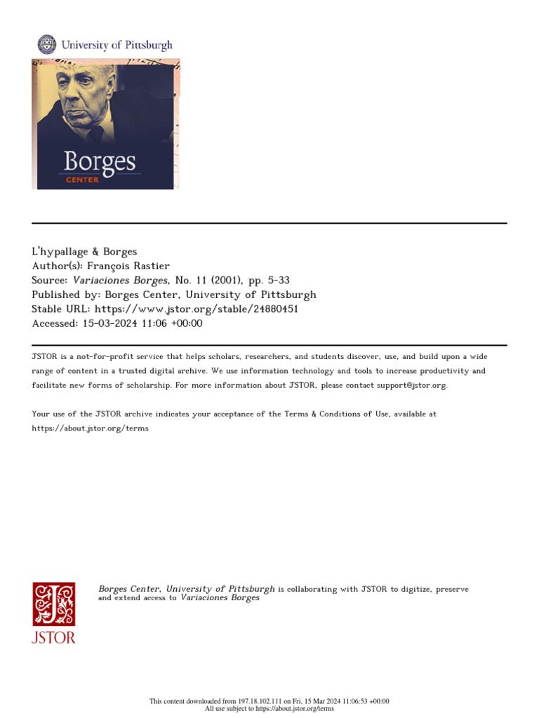 L'hypallage dans l'œuvre de Borges | PDF | Métaphore | Rhétorique