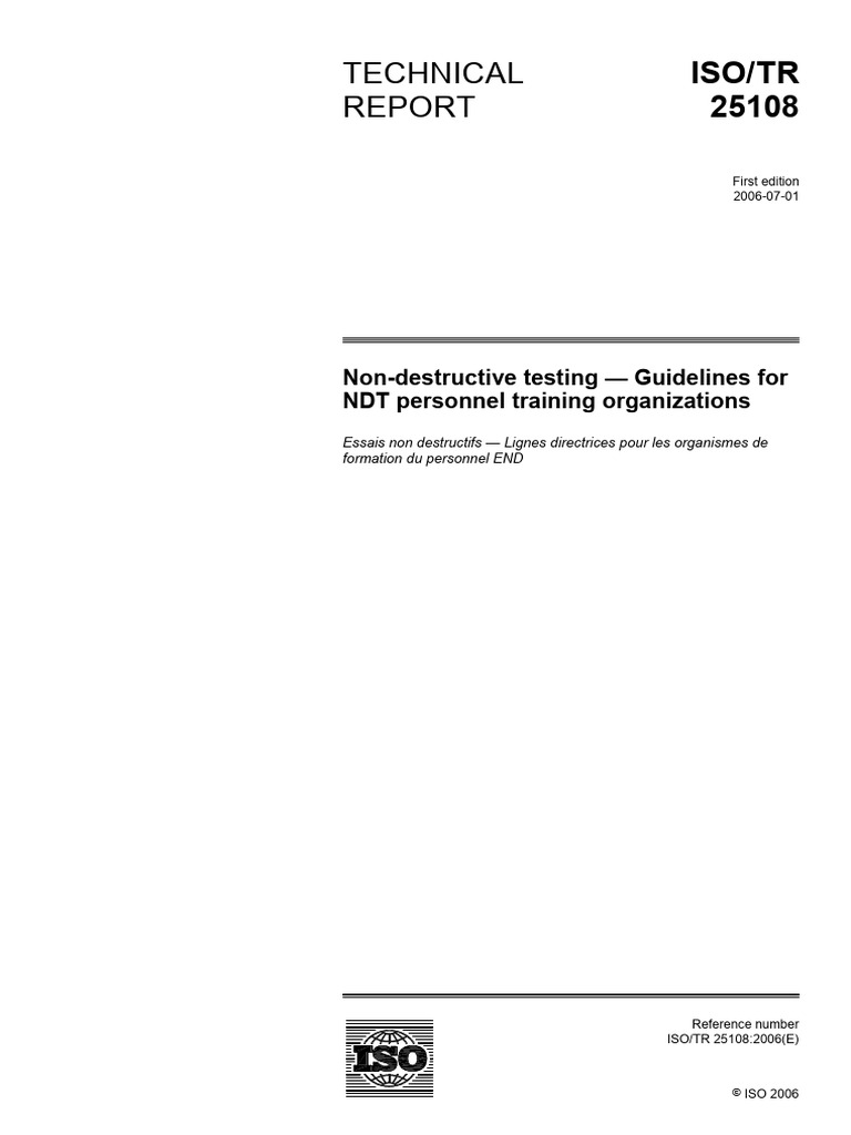 ISO TR 25108 - 2006 | PDF | Nondestructive Testing | International ...