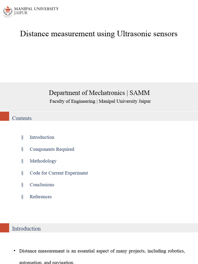 Ultrasonic Sensor Distance Measurement | PDF | Arduino | Ultrasound