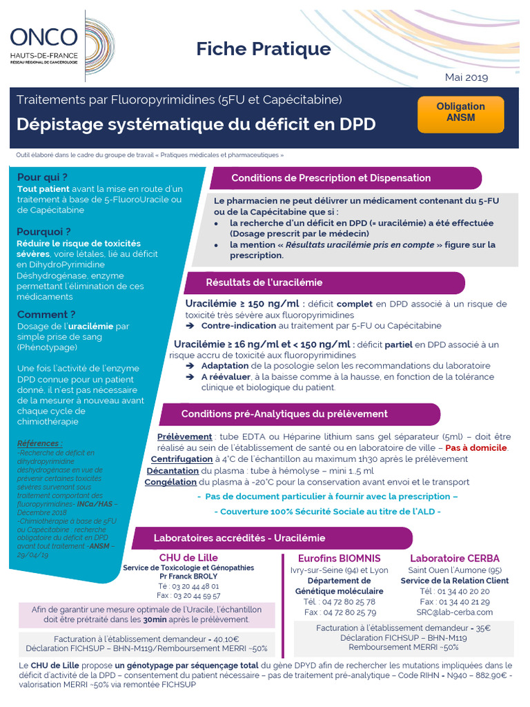 Analyse de l'uracilémie et DPD | PDF | Médecine clinique | Soins de santé