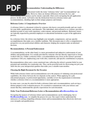 Reference Letter vs Recommendation