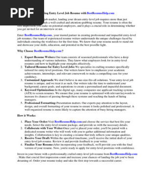 Entry Level Job Resume